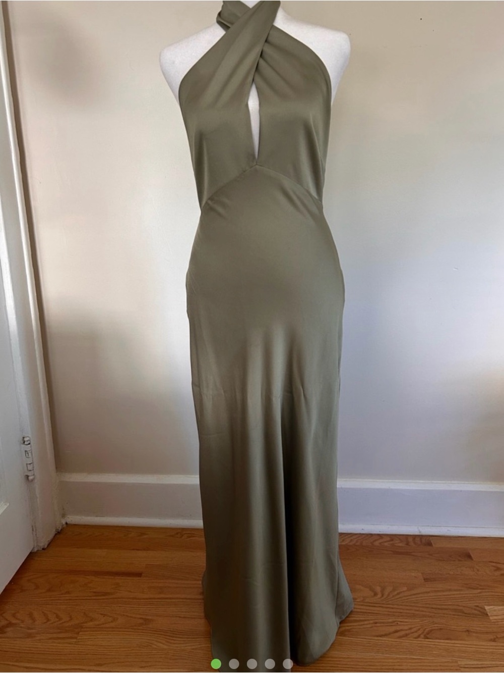 Park & Fifth Olive Halter Backless Maxi Dress